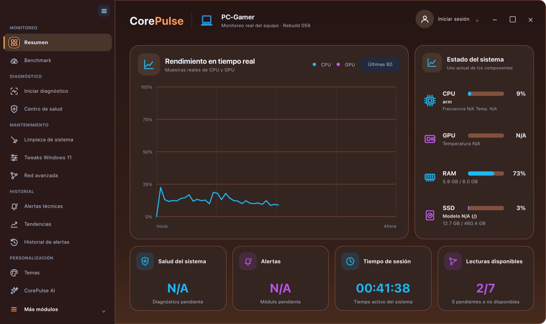 CorePulse con el tema Ember Tech